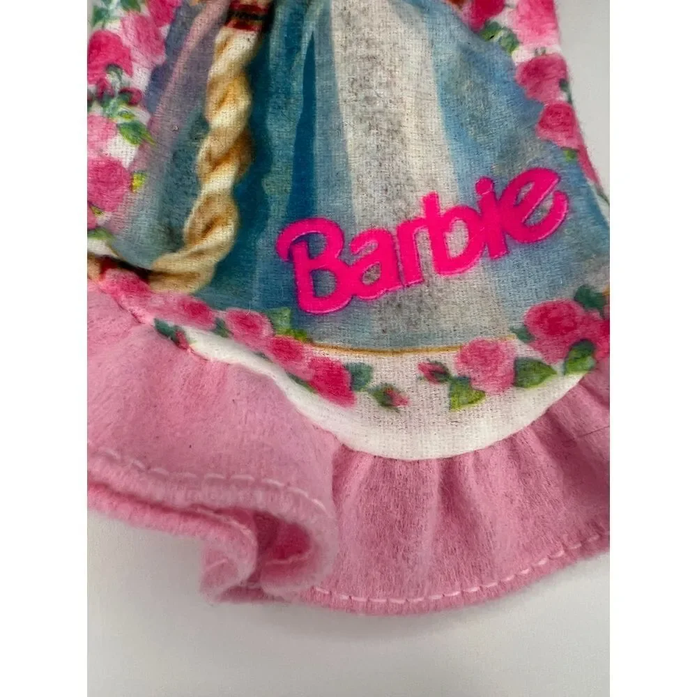Vintage Barbie‎ Nightgown Pink & White Soft Cozy Slip-Over Head 7.5